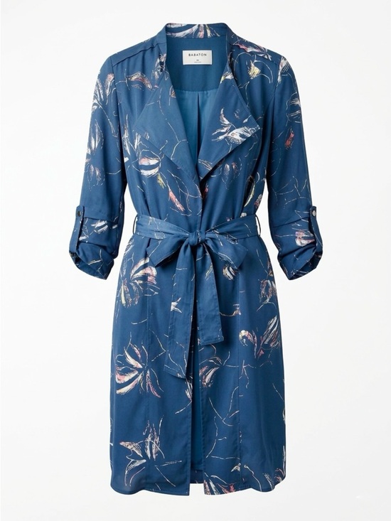 Babaton Dresses & Skirts - Aritzia Babaton Navy Floral Wrap Dress XS Mini Trench Style
